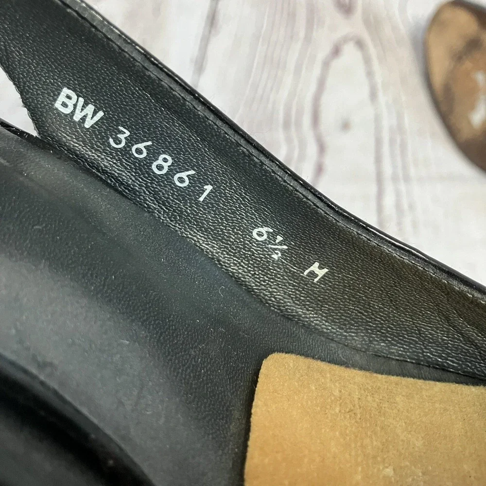 Stuart Weitzman Womens Pumps Size 6.5 Black Patent Leather Peep Toe Heels